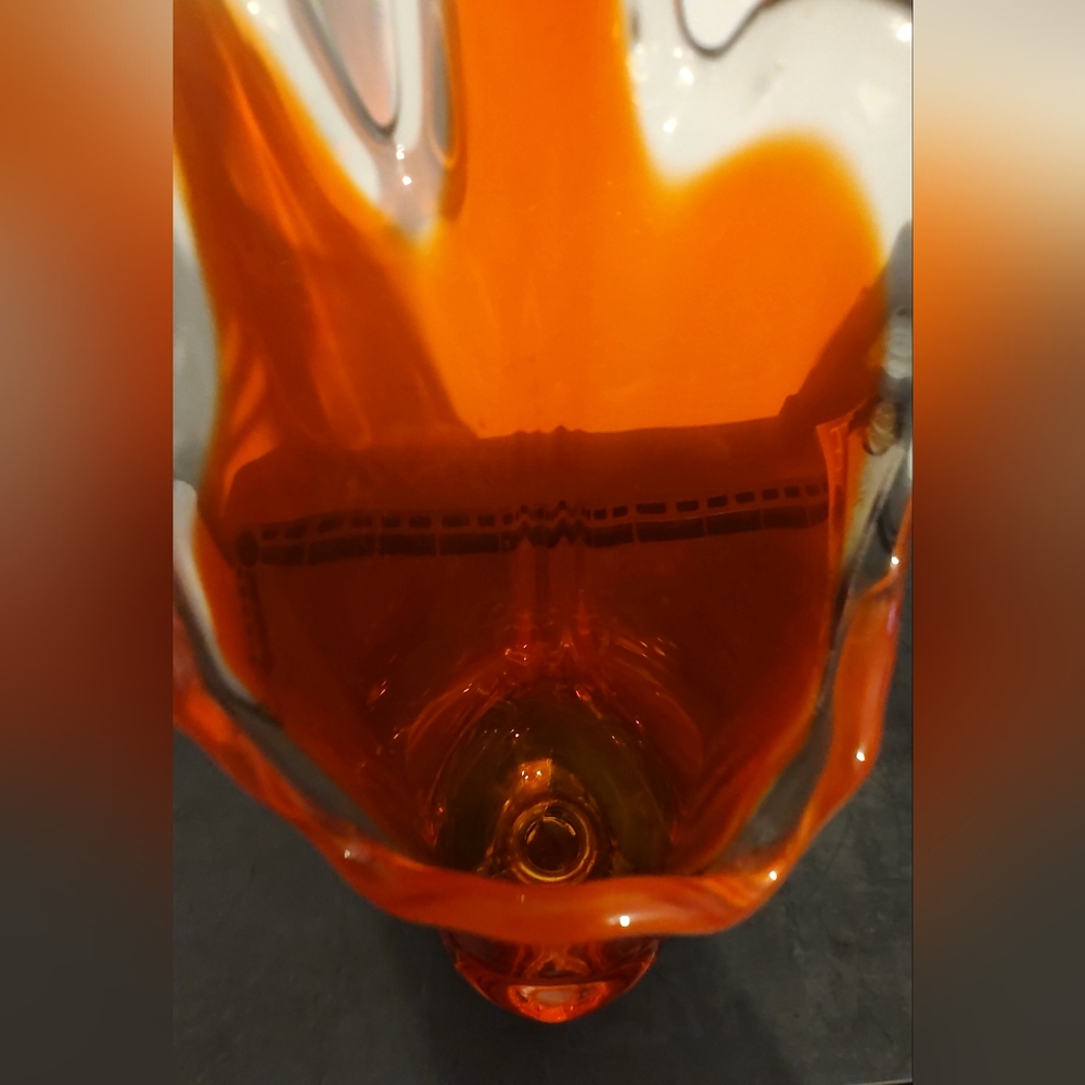 Vintage Viking Glass 13.5” Swung Vase Orange MCM Epic Drape 3-Toed Persimmon - Picture 9 of 12